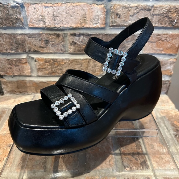 Free People Brooklyn Ankle Strap Platform Sandal Black 8.5 - Picture 1 of 7